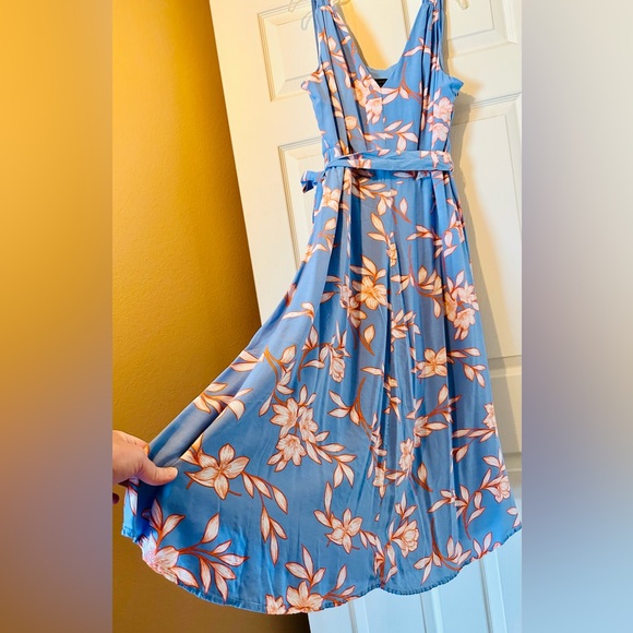 Talbots blue and red sleeveless with flowers flowing dress - Picture 5 of 7